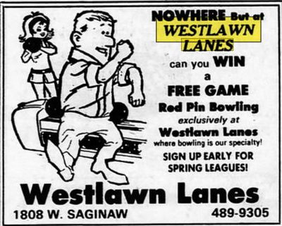 Westlawn Lanes - Feb 10 1980 Ad